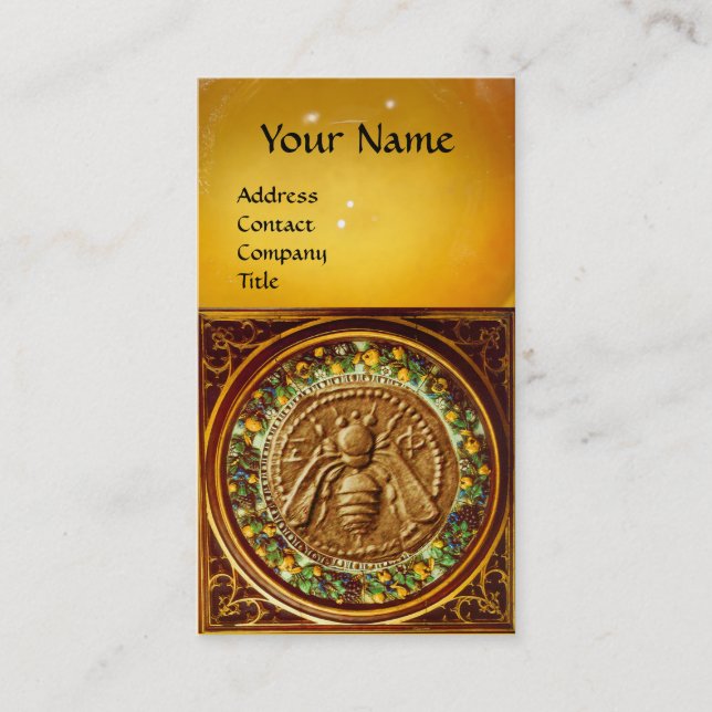 CARTÃO DE VISITA ABELHA DE MEL, APICULTURA, MONOGRAMA APIARISTA DE  (Frente)