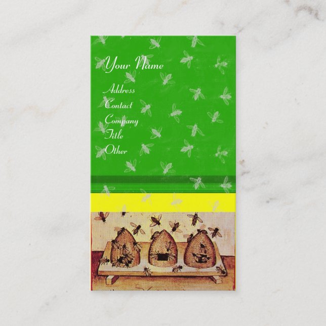 Cartão De Visita ABELHA DE MEL, APOSTA, verde (Frente)