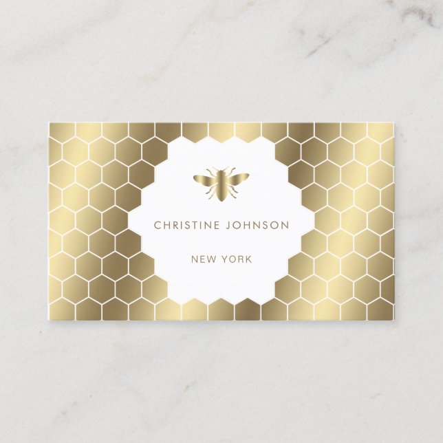 Cartão De Visita abelha hexágona de mel em branco (Frente)