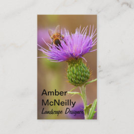 Cartão De Visita Abelha Ocupada Em Foto Roxa