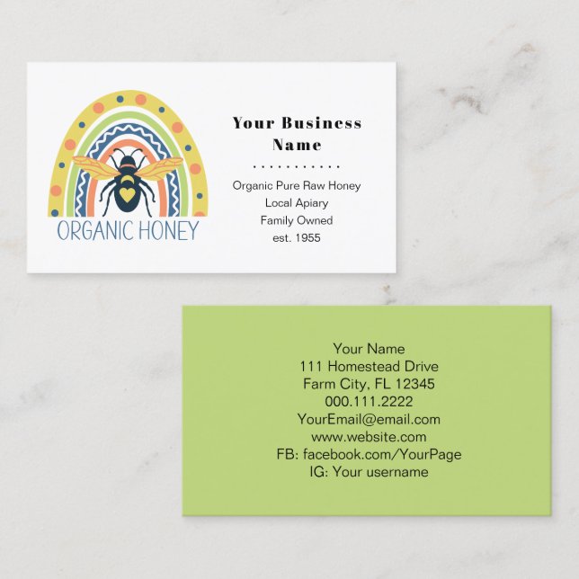 Cartão De Visita Abelhas Anorexas Abiológicas Abiónicas Arco-Íris (Frente/Verso)