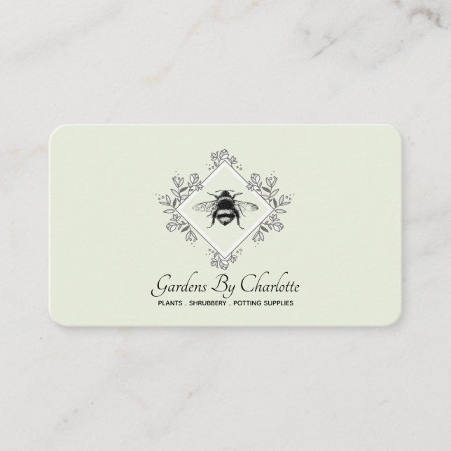 Cartão De Visita Abelhas De Jardinagem Com Logotipo Floral (Frente)