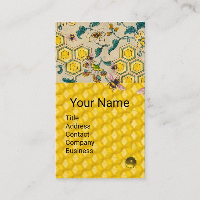 CARTÃO DE VISITA ABELHAS DE MEL, BEECOMBS, FLORES DE PRIMAVERA (Frente)