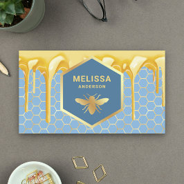 Cartão De Visita Abelhas Douradas de Mel Azul-Mel