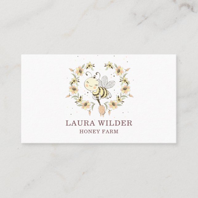 Cartão De Visita Abelhas Florais De Abelhas De Aquarela (Frente)