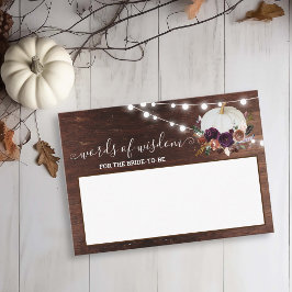 Cartão De Visita Abóbora Branca de Outono Enamorada Palavras de Sab