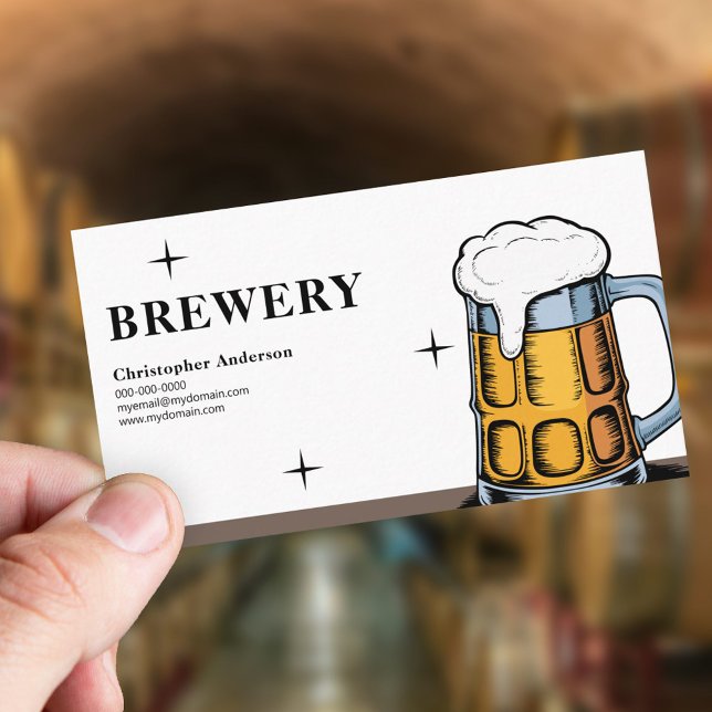 Cartão De Visita Abóbora-De-Mão - Cervejaria (Hand-drawn Beer Mug - Brewery Business Card)
