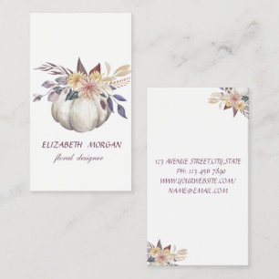 Cartão De Visita Abóbora Floral em Aquarela Moderna e Elegante, Bra
