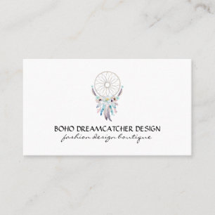 Cartão De Visita Aborígene Tribal Penas de Apanhador de Sonhos Boho