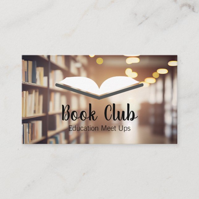 Cartão De Visita Abrir Livro | Biblioteca | Educação (Frente)