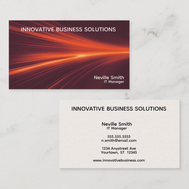 Cartão De Visita Abstract Fire Light Tech Business Computer  (Frente/Verso)