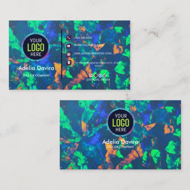 Cartão De Visita Abstract Opal Gemstone Texture Business Card (Frente/Verso)