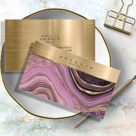 Cartão De Visita Abstrato Agate Monograma Mauve ID827
