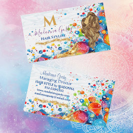 Cartão De Visita Abstrato Art Bubbles Ouro Monograma Hair Stylist