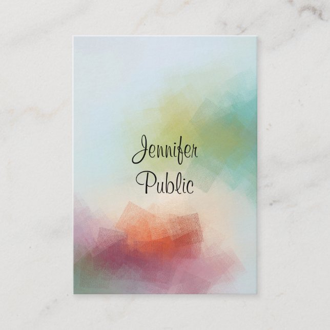 Cartão De Visita Abstrato Art Trendy Modern Vertical Typografia (Frente)