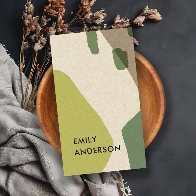 Cartão De Visita ABSTRATO ARTÁTICO RUSTICO MODERNO DA KRAFT verde l (Criador carregado)