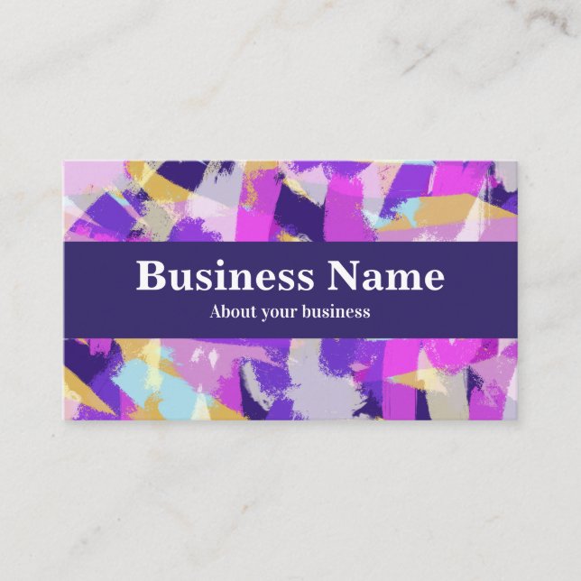 Cartão De Visita Abstrato Azul-Amarelo-Rosa-Rosa-Rosa (Frente)