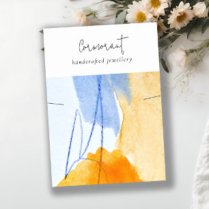 Cartão De Visita Abstrato Azul, Amarelo, Vídeo do Colar de Aquarela