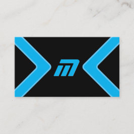 Cartão De Visita Abstrato azul triângulo monograma em preto elegant