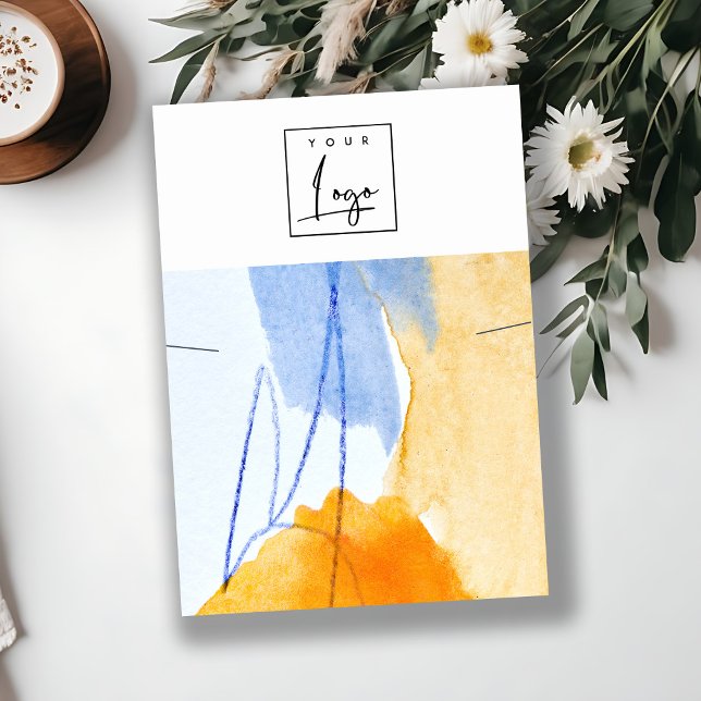 Cartão De Visita Abstrato Blue Yellow Art Logo Neclace Display (Criador carregado)