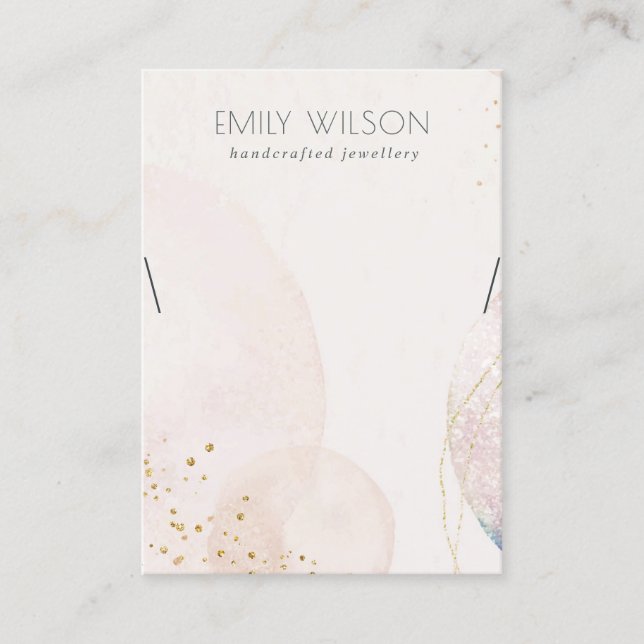 Cartão De Visita Abstrato Blush Dourado Aquarela (Frente)