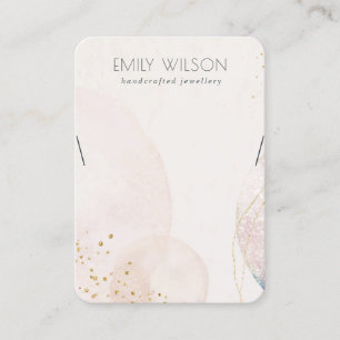 Cartão De Visita Abstrato Blush Dourado Aquarela