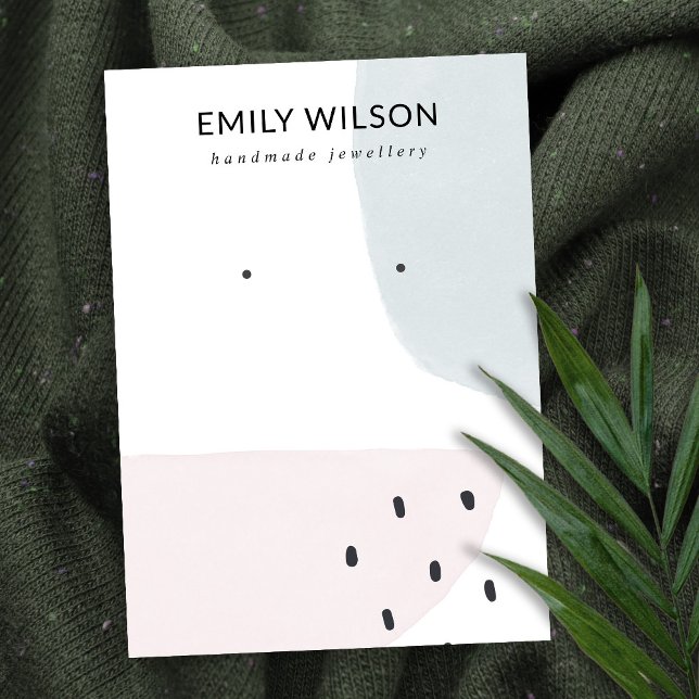 CARTÃO DE VISITA ABSTRATO BLUSH DUSKY BLUE STUD EARRAND (EXIBIÇÃO D (Criador carregado)