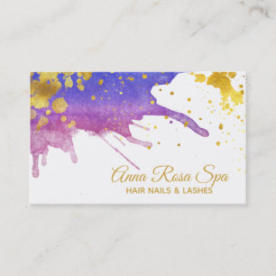 Cartão De Visita *~*Abstrato Bold Glam Purple Watercolor Luxe