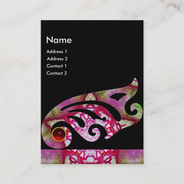 CARTÃO DE VISITA ABSTRATO BOTTERFLY WING, MONOGRAMA DE ESTRELA VERM (Frente)