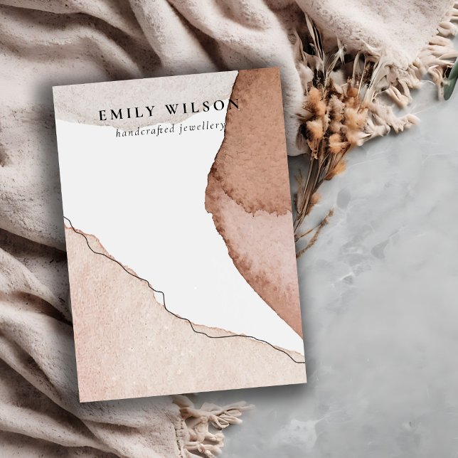 Cartão De Visita Abstrato Brown Watercolor Vazio Jewelry Display (Criador carregado)