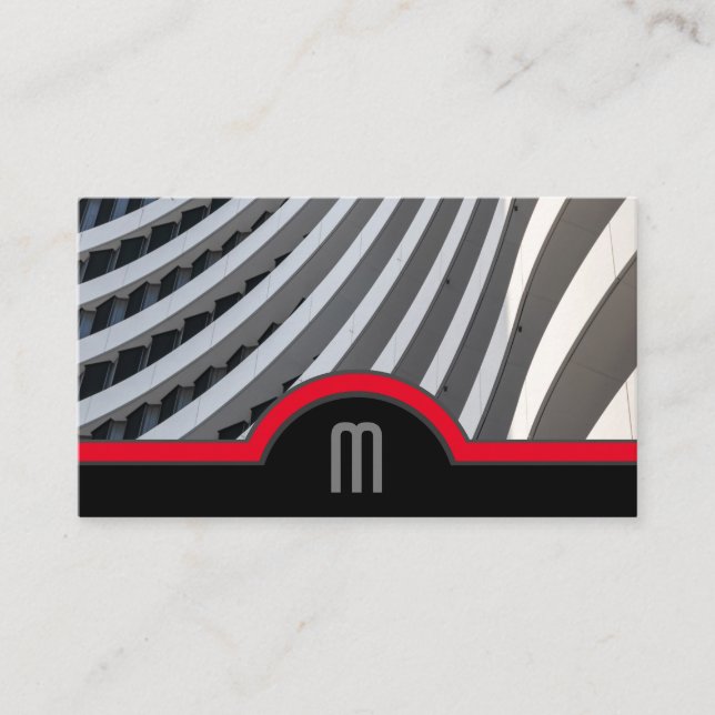 Cartão De Visita Abstrato círculos cinza sombra vermelha elegante a (Frente)