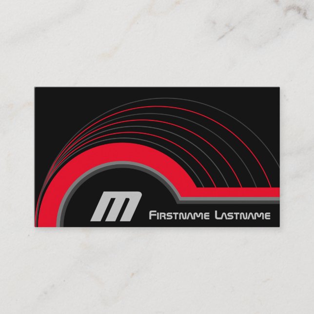 Cartão De Visita Abstrato círculos cinza tons vermelhos sombra pret (Frente)