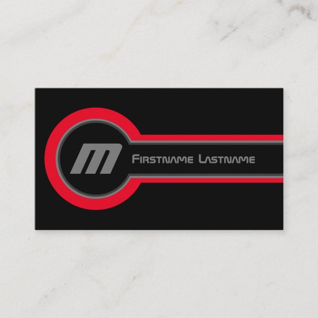 Cartão De Visita Abstrato círculos cinza tons vermelhos sombra pret (Frente)