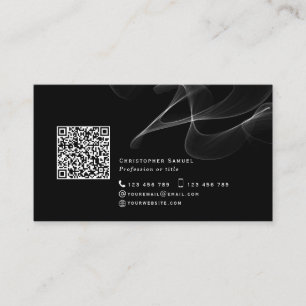 Cartão De Visita Abstrato de código QR preto moderna e simples mí
