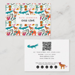 Cartão De Visita Abstrato de Cores Cujos Cuidados Infantis