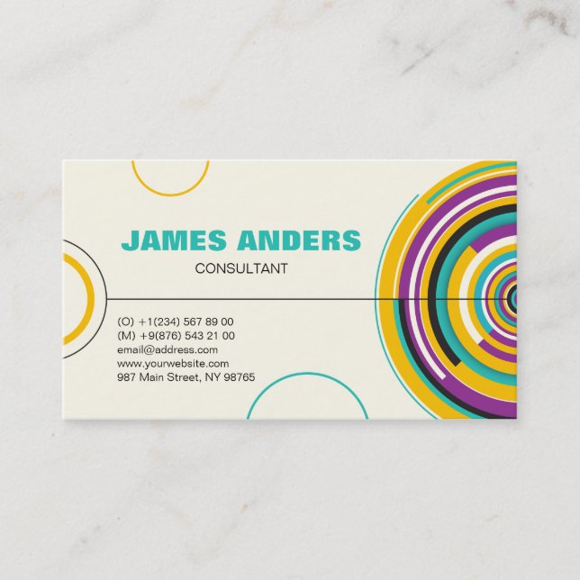 Cartão De Visita Abstrato de cores modernas (Frente)