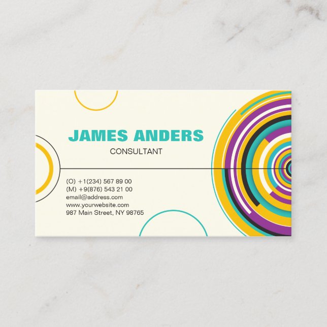 Cartão De Visita Abstrato de cores modernas (Frente)