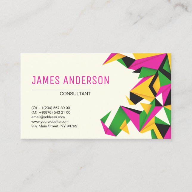 Cartão De Visita Abstrato de Geometria de Cores Modernas (Frente)