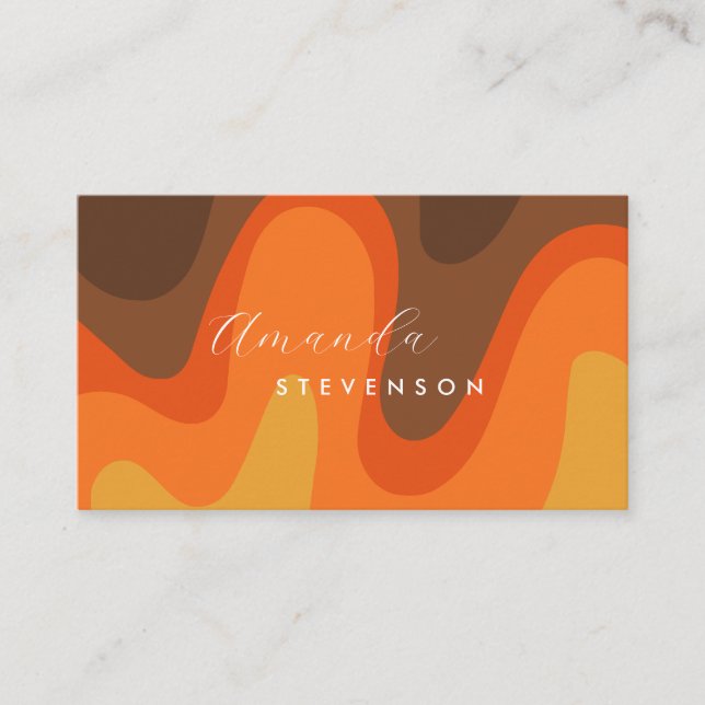 Cartão De Visita Abstrato de Líquido do Groove Retro V (Frente)