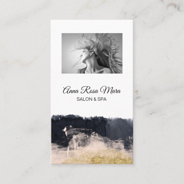 Cartão De Visita *~* Abstrato de Logotipo Fotográfico Dourado, Bici (Frente)