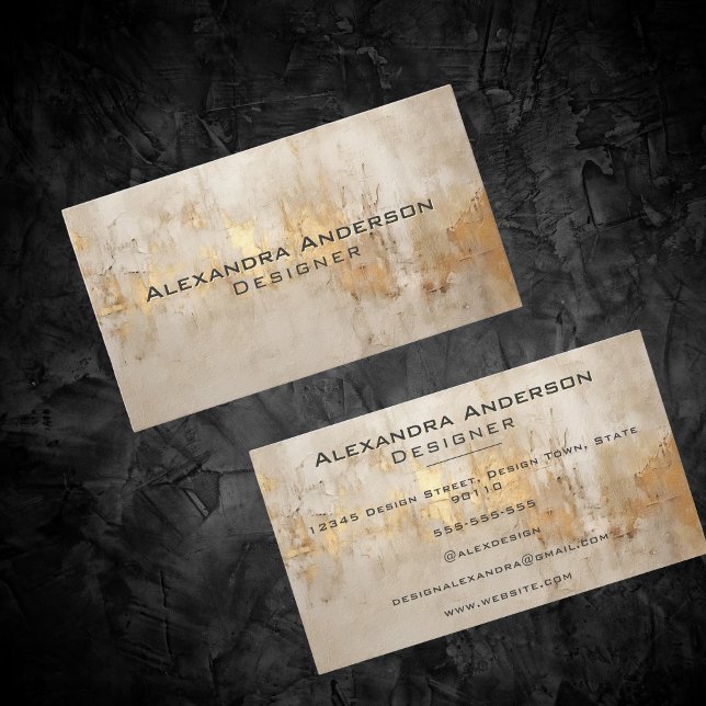Cartão De Visita Abstrato de luxo Tripulação Dourada Profissional (Luxury Abstract Ivory Gold Glittery Professional Business Card)