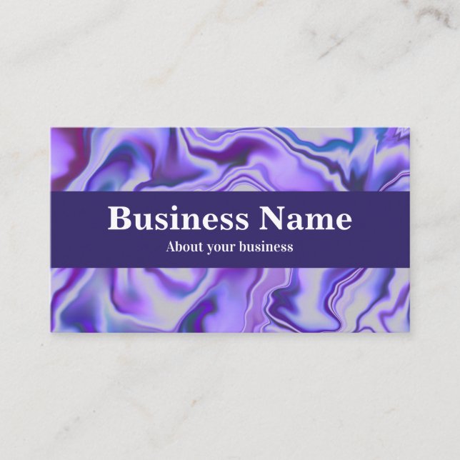 Cartão De Visita Abstrato de mármore azul e roxo (Frente)