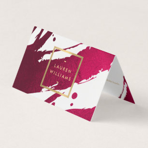 Cartão De Visita Abstrato Deep Ruby Red Brushstrokes