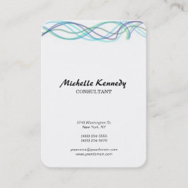 Cartão De Visita Abstrato do Chubby Vertical Curvas Branco Azul