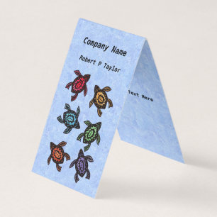 Cartão De Visita Abstrato do Grupo Tartarugas Coloridas Azul