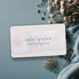 Cartão De Visita Abstrato Dourada Lilac Brush Stoke Monograma Glitt