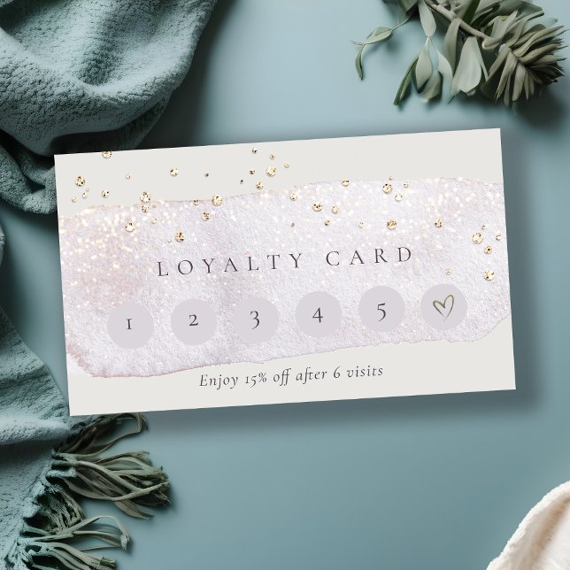 Cartão De Visita Abstrato Dourado Lilac Brush Stoke 6 Punch Loyalty (Criador carregado)