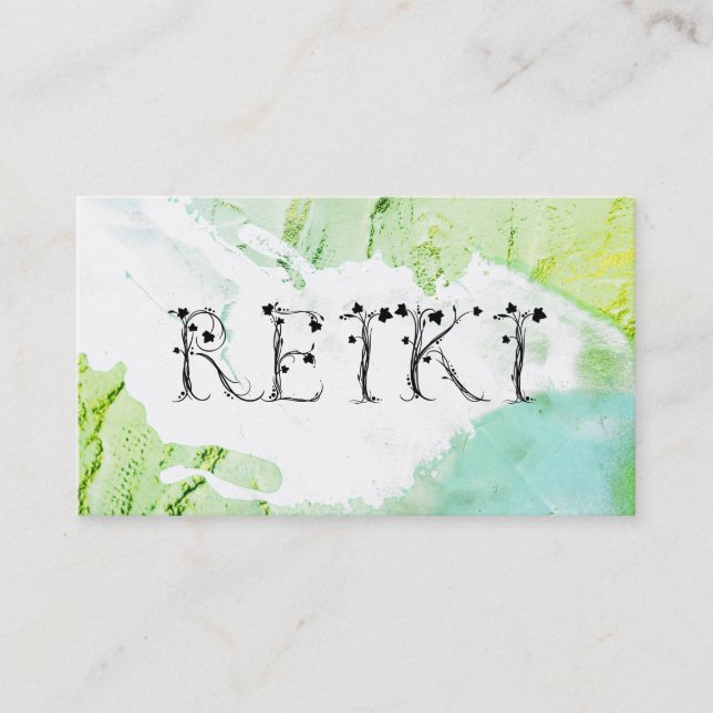 Cartão De Visita *~* Abstrato Excitante Traços de Tinta Reiki Ivy (Frente)