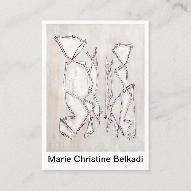 Cartão De Visita Abstrato Geométrico de Belas Artes Pretas Brancas (Frente)