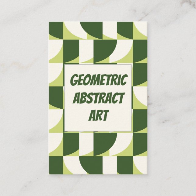 Cartão De Visita Abstrato Geométrico Verde Branco  (Frente)